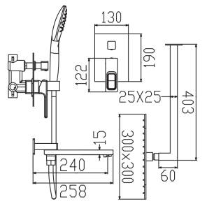 Душевая система встроенная KOER KB-66009-01 3 функции (Цвет хром) (KR6019) №9