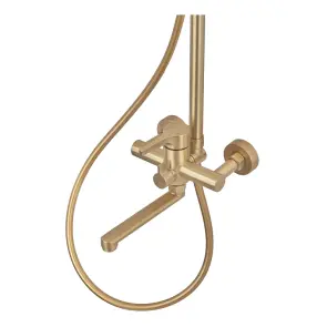 Душова колона зі змішувачем Zerix Rex-009-J Brushed Gold з нерж. сталі (Колір мат. золото) (ZX6125) №6