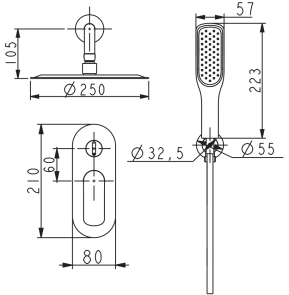Вбудована душова система Koer KB-62028-12 2 функції (Колір матове золото) (KR6010) №2