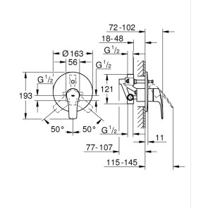 Прихована душова система Grohe Eurosmart New Tempesta 200 (UA25183003) №4