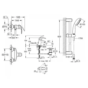 Комплект для душу, хром Grohe Eurosmart New (123576) №2