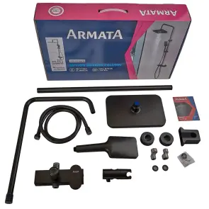 Душевая колонна со смесителем из алюминия ARMATA BCD-009-J BLACK, 3 режима (CH6557) №2