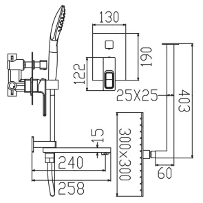 Душова система вбудована KOER KB-66039-01 3 функції (Колір хром) (KR5997) №3