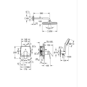 Душова система прихованого монтажу Grohe Cubeo з Tempesta 250 (1053360000) №4