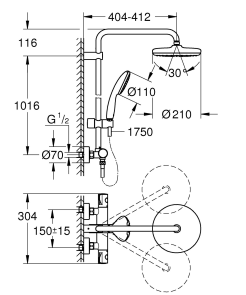 Душова система Grohe Tempesta System 210 з термостатом для настінного монтажу (26811001) №4