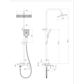 Душова колона зі змішувачем Haiba Gaudi 009-J GRAPHITE (HB9643) №2