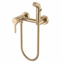 Смеситель настенный с гигиеническим душем Zerix Rex-222 Brushed Gold из нерж.стали (Цвет мат.золото) (ZX6122)