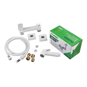 Смеситель для гигиенического душа Plamix Kubus-222 SET White (со шлангом и воронкой) (PM0744) №3