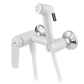Смеситель для гигиенического душа Plamix Lucas-222 SET White (со шлангом и воронкой) (Цвет белый) (PM6104) №1
