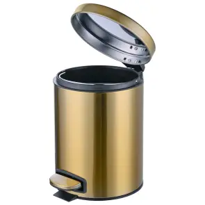 Відро для сміття з плавним закриттям кругле Mixxus Ellipse-TC0205 Brushed Gold 5л (колір матове золото) (MI8400) №7