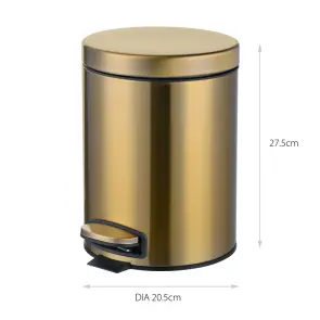 Відро для сміття з плавним закриттям кругле Mixxus Ellipse-TC0205 Brushed Gold 5л (колір матове золото) (MI8400) №24