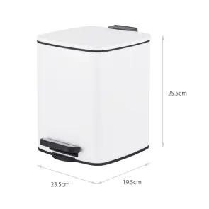 Відро для сміття з плавним закриттям квадратне Zerix Kubix-TC0106 White 6 л (колір білий) (ZX6109) №12