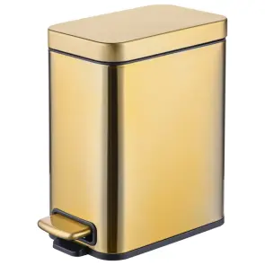 Мусорное ведро с плавным закрытием прямоугольное Mixxus Premium Quadro-TC0105 Brushed Gold 5 л (цвет матовое золото) (MI8394) №1