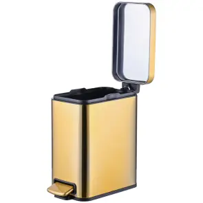 Мусорное ведро с плавным закрытием прямоугольное Mixxus Premium Quadro-TC0105 Brushed Gold 5 л (цвет матовое золото) (MI8394) №4