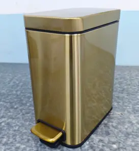 Мусорное ведро с плавным закрытием прямоугольное Mixxus Premium Quadro-TC0105 Brushed Gold 5 л (цвет матовое золото) (MI8394) №6