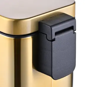 Мусорное ведро с плавным закрытием прямоугольное Mixxus Premium Quadro-TC0105 Brushed Gold 5 л (цвет матовое золото) (MI8394) №8