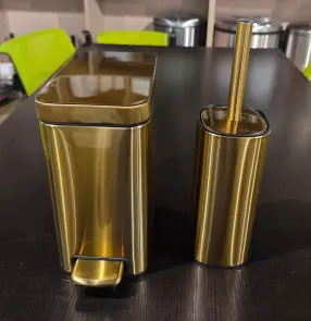 Мусорное ведро с плавным закрытием прямоугольное Mixxus Premium Quadro-TC0105 Brushed Gold 5 л (цвет матовое золото) (MI8394) №22