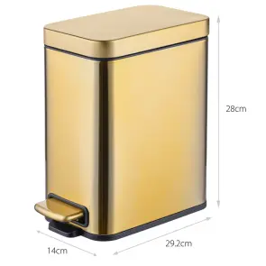 Мусорное ведро с плавным закрытием прямоугольное Mixxus Premium Quadro-TC0105 Brushed Gold 5 л (цвет матовое золото) (MI8394) №25