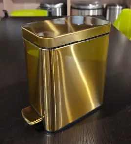 Мусорное ведро с плавным закрытием прямоугольное Mixxus Premium Quadro-TC0105 Brushed Gold 5 л (цвет матовое золото) (MI8394) №29