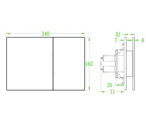 Панель смыва Koer KT-0610-STR-01 240x160x32mmmm пластиковая, квадратная кнопка (цвет хром с линейной структурой) (KR6147) №2