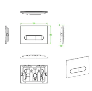 Панель змиву Koer KT-0608-12 240x160x10mm пластикова, кнопка закруглена (колір матове золото) (KR6126) №3