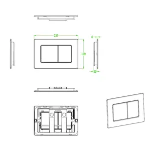 Панель змиву Koer KT-0612-07 240x160x10mm з нержавіючої сталі, кнопка квадр. (колір графіт) (KR6122) №4