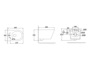 Унитаз подвесной Mixxus Bevel-0305-T3 480х360х340mm система смыва Tornado 3.0 (MI8425) №2