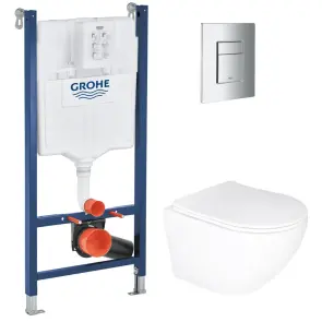 Комплект Grohe Set Унітаз ELLIPSE-0305-T3 + Інсталяція UA388400WG + панель 38732000 (388400WGELLIPS0305T3) №1