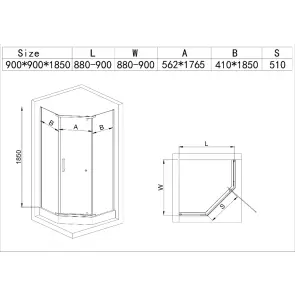 Душова кабіна з низьким піддоном Mixxus LINES SCT01-90x90x198-TR Graphite NEW прозоре скло 6мм (MI8429) №2