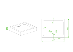 Душевой поддон с прямоугольным сифоном Mixxus HARD ST01-100x80x13 NEW диаметр слива 52 мм (MI8430) №8