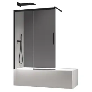 Шторки стеклянные на раздвижные ванны Koer SR BS06-120x150-TR-07 прозрачное стекло Easy Clean 6мм, графит (KR5947) №1