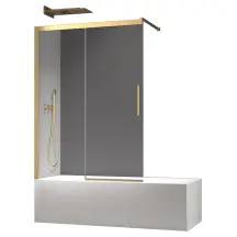 Шторки скляні на ванну розсувні Koer SR BS06-120x150-TR-12 прозоре скло Easy Clean 6мм, матове золото (KR5946)