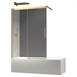 Шторки скляні на ванну розсувні Koer SR BS06-120x150-TR-12 прозоре скло Easy Clean 6мм, матове золото (KR5946) №1