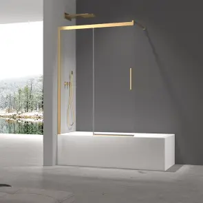 Шторки скляні на ванну розсувні Koer SR BS06-120x150-TR-12 прозоре скло Easy Clean 6мм, матове золото (KR5946) №19