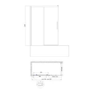 Шторки скляні на ванну розсувні Koer SR BS06-120x150-TR-01 прозоре скло Easy Clean 6мм, хром (KR5945) №5