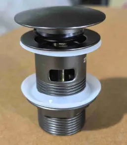 Донний клапан для раковини з переливом Zerix BV-09 GRAY 1 1/4" автоматичний Click-Clack (Колір графіт) (MY0415) №4