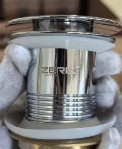 Донний клапан для раковини з переливом Zerix BV-09 1 1/4" автоматичний Click-Clack (Колір хром) (MY0414) №8