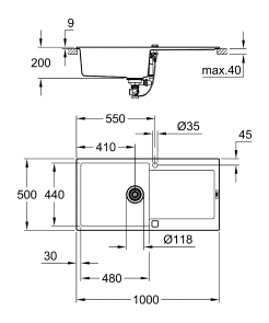 Композитна мийка для кухні Grohe K500 (31645AT0) №2