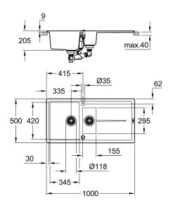 Композитна мийка для кухні Grohe K400 (31642AP0) №3