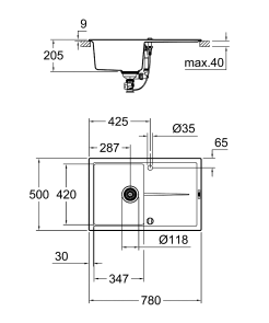 Композитна мийка для кухні Grohe K400 (31639AP0) №2