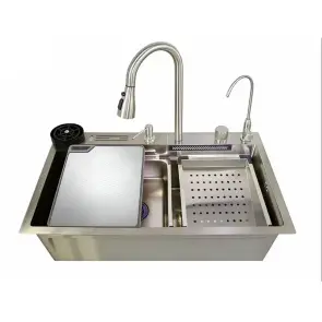 Мийка багатофункціональна Mixxus MH7546-SET-08 Decor SS Color з вбудованим змішувачем з нерж. сталі (MI8457) №1