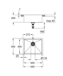 Мойка для кухни из нержавеющей стали Grohe K700U (31574SD1) №6