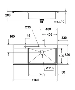 Мойка кухонная Grohe EX Sink K1000 (двойное крыло слева) (31582SD0) №3