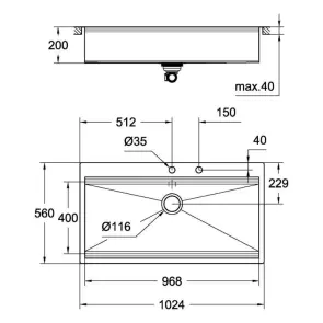 Мийка кухонна Grohe EX Sink K800 (120 cm) (31586SD0) №3