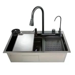 Мийка багатофункціональна Mixxus MH7546-SET-08 Micro Decor Graphite з вбудованим змішувачем з нерж.сталі (MI8455) №1