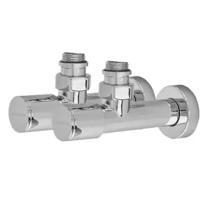 Комплект кранів для рушникосушки кутовий Koer KR.SET.533 - M1/2''xM1/2'' подовжений, хромований (KR5842) №1