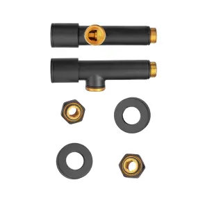 Комплект кранів для рушникосушки кутовий Koer KR.SET.535 BLACK - M1/2''xM1/2'' подовжений (KR5844) №2