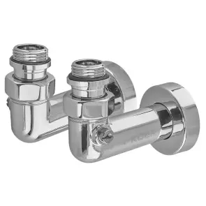 Комплект кранов для полотенцесушителя угловой Koer KR.SET.550 - M1/2''xM1/2'' запорный, хромированный (KR5840) №1