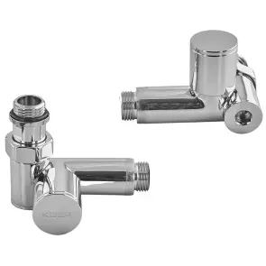 Комплект кранів для рушникосушки кутовий Koer KR.SET.551 - M1/2''xM1/2'' під ТЕН хромований (KR5841) №1
