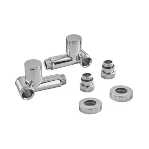 Комплект кранів для рушникосушки кутовий Koer KR.SET.551 - M1/2''xM1/2'' під ТЕН хромований (KR5841) №4